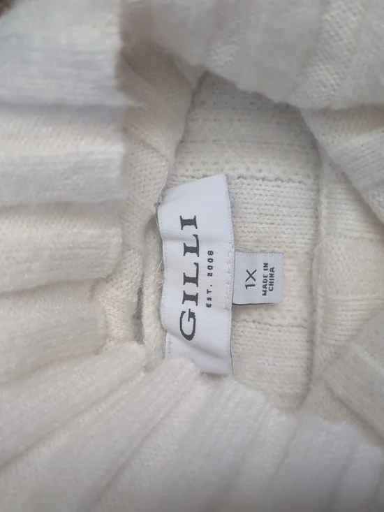 Gilli Cream Ribbed Funnel Neck Sweater - Picture 3 of 5